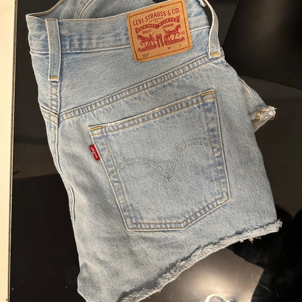 Levi's Sky Blue Cutoff Denim Shorts